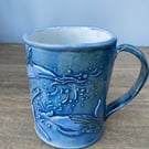 Handmade ceramic mug with whale design 19oz capacity
