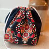 Dumpling drawstring bag -  vintage cotton and dark denim 