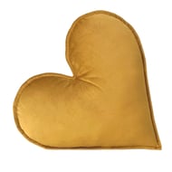 Mustard Gold Velvet Heart Shaped Cushion Throw Decor Velentine's Day Pillow