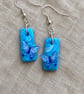 Handmade Blue Butterfly Marbled Polymer Clay Dangly Earrings