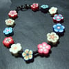 Royal Jubilee OOAK Kitsch Floral Bracelet Red White & Blue
