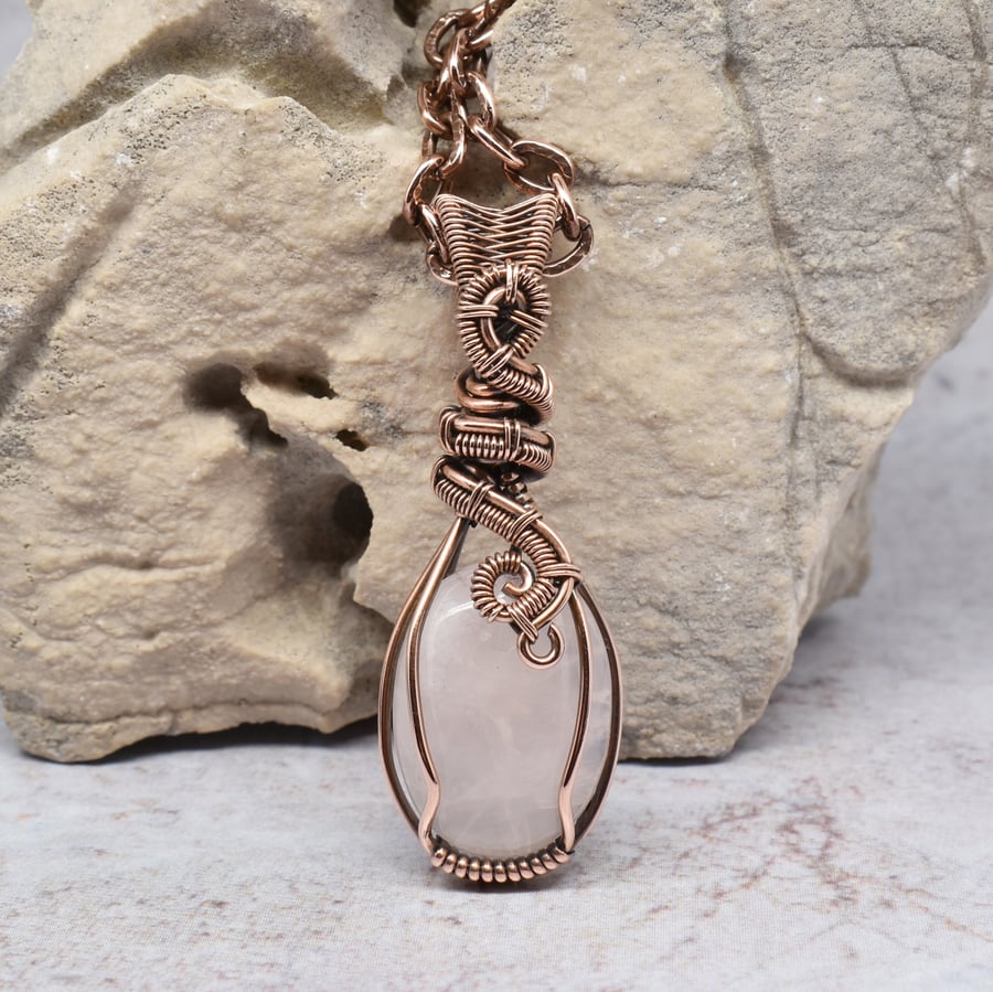 Rose Quartz Wire Wrapped Pendant