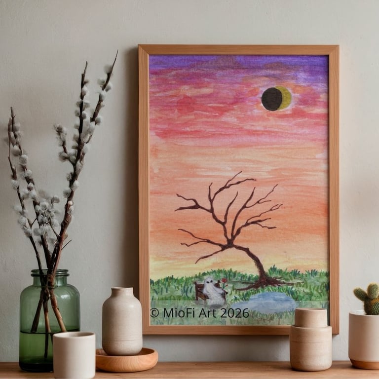 Waiting for life, Mixed-Art Print, A6 (other size available)
