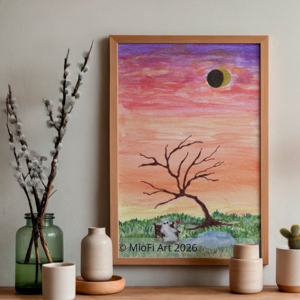 Waiting for life, Mixed-Art Print, A6 (other size available)