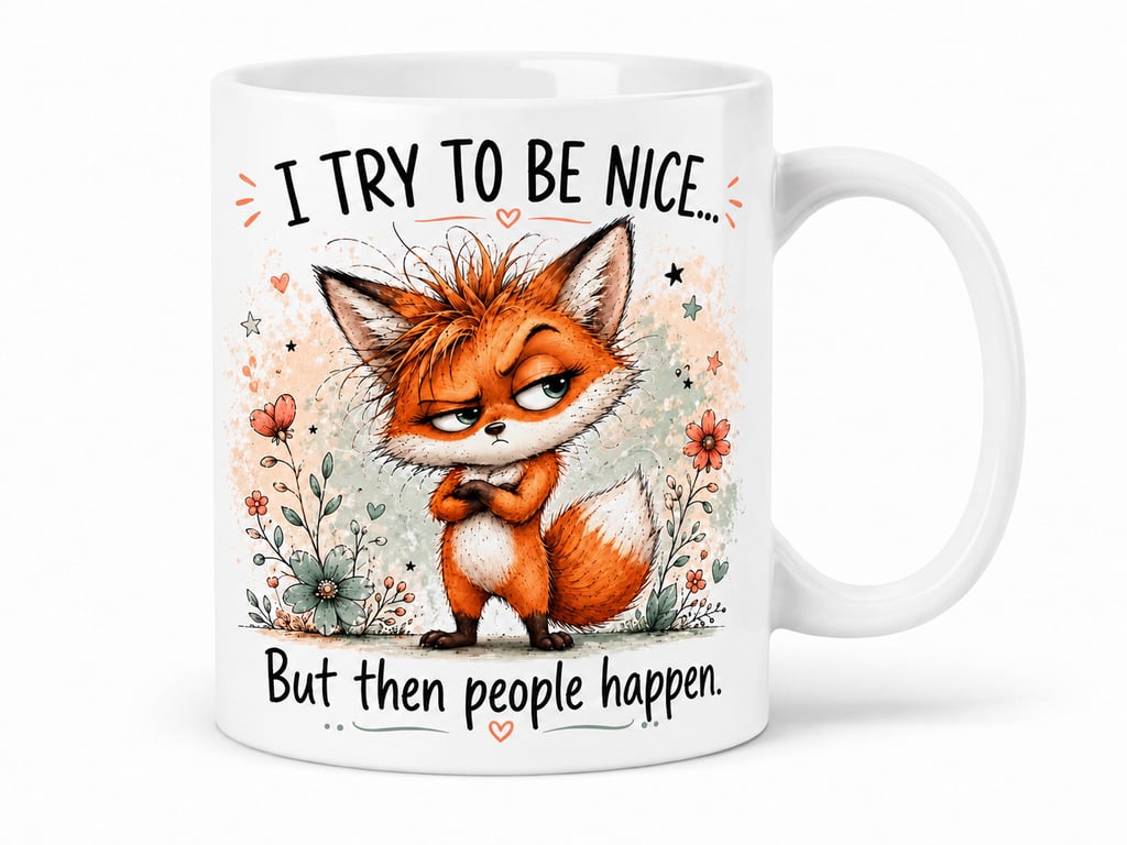 I Try to Be Nice… But Then People Happen – Funny Fox 11oz Mug