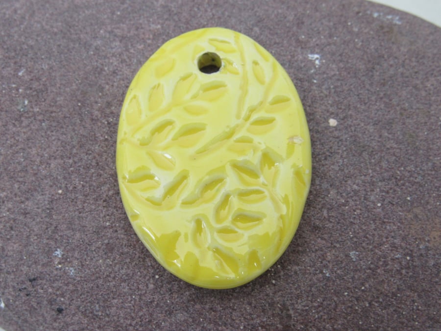 Large Lemon Yellow Sprig Ceramic Pendant