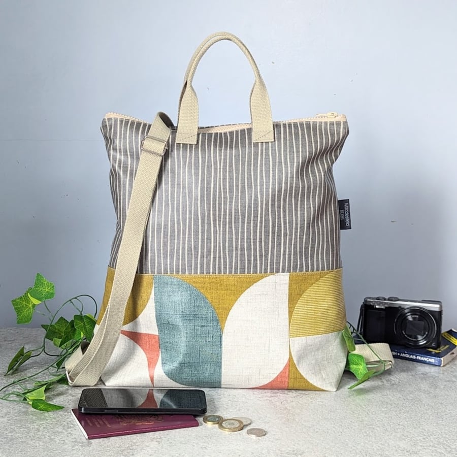 Backpack - Oilcloth Geometric Print Backpack