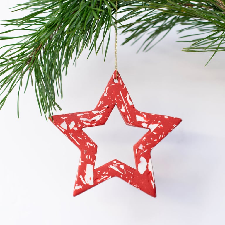Star Terrazzo Christmas Ornament Small, Rainbow Eco Sustainable Xmas Gift