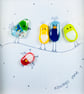 Cute fused glass birdies “always one “picture- glass art - Image 3