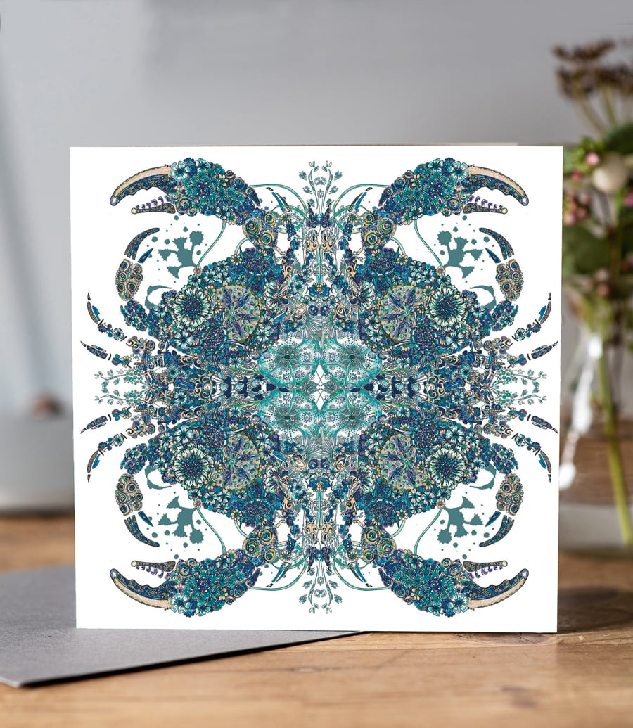 Crab Kaleidoscope Greeting cards