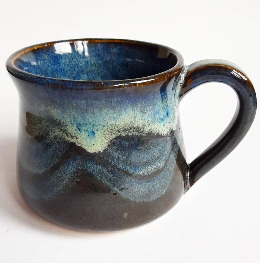 Blue Glazed Mug - Hand Thrown Stoneware Ceramic Mug 