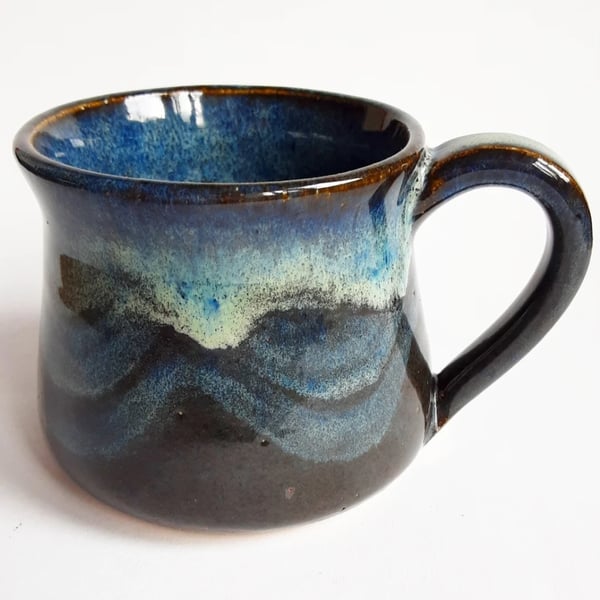 Blue Glazed Mug - Hand Thrown Stoneware Ceramic Mug 