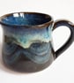 Blue Glazed Mug - Hand Thrown Stoneware Ceramic Mug 