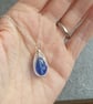Cobalt blue teardrop necklace, Sterling silver chain - Image 3