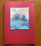 Hand painted Christmas Yule Card 'Icy Trees'