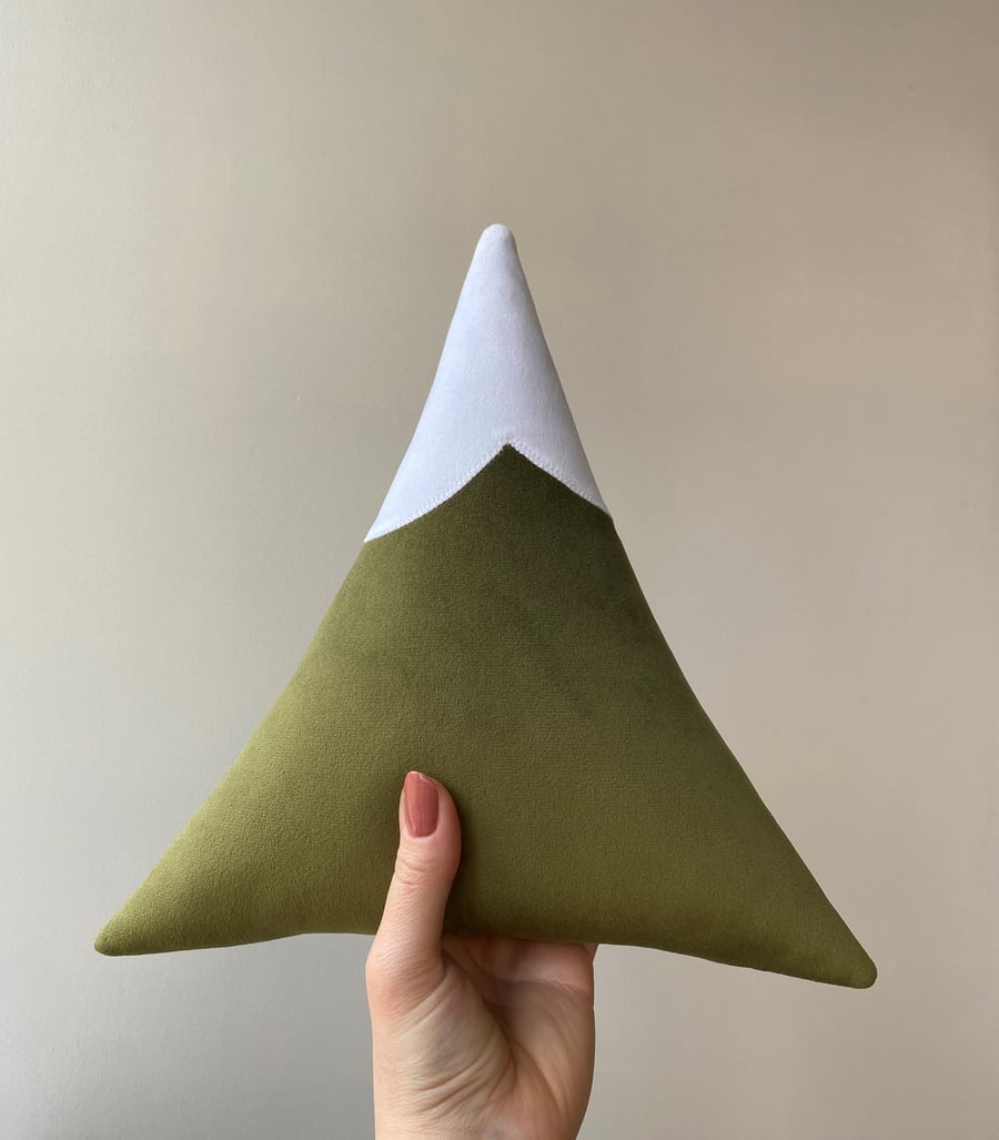 Small Mountain Cushion Plush Velvet Nursery Decor Moss Green or 3 More Colours 