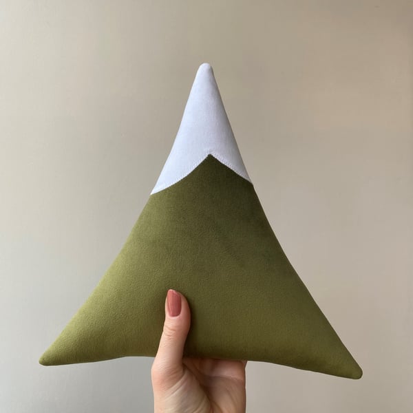 Small Mountain Cushion Plush Velvet Nursery Decor Moss Green or 3 More Colours 