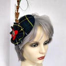 Scottish tartan fascinator with grouse feathers