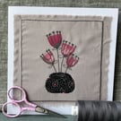 Embroidered appliqué greetings card with envelope