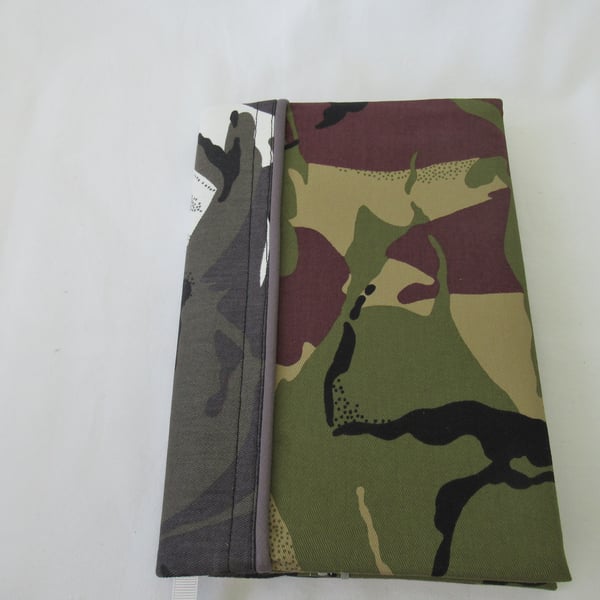 Camouflage themed notebook, Handmade from Quality Cotton Fabric