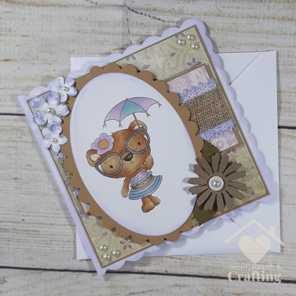 Handmade Greeting Card - Bella Bear Parasol