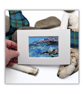 A small mounted painting - seascape - choppy sea - Scottish coast - acrylics