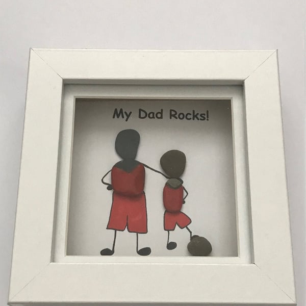 Father's Day Pebble Frame, Father's Day Football Crazy, Father's Day Gift, Pebbl