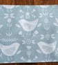 Seafoam Blue Placemat. Bird, Floral Scandi Style. Table Mats. - Image 1