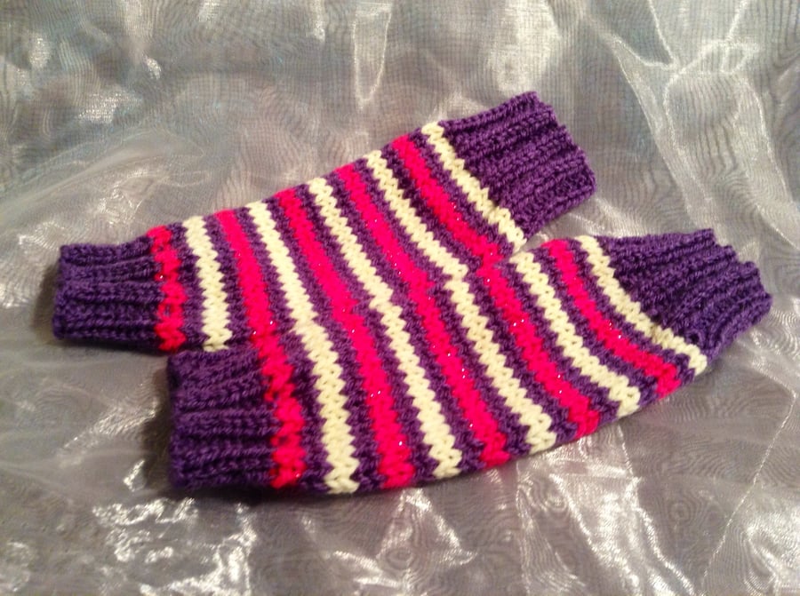 Kid's funky stripy fingerless gloves