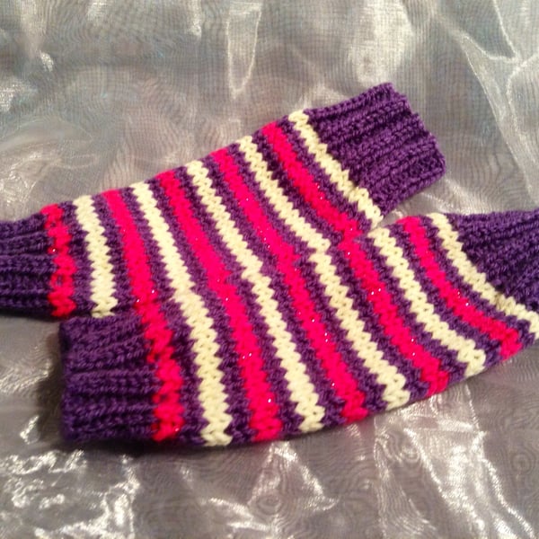 Kid's funky stripy fingerless gloves