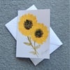 sunflower original art hand painted blank greetings card ( ref F 254 )