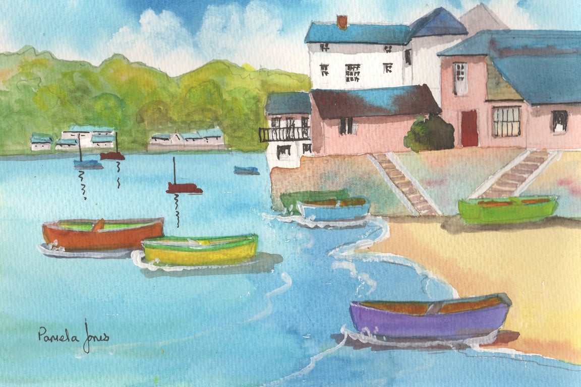 Fowey, Cornwall Original Watercolour, in 14 x 11 '' Mount