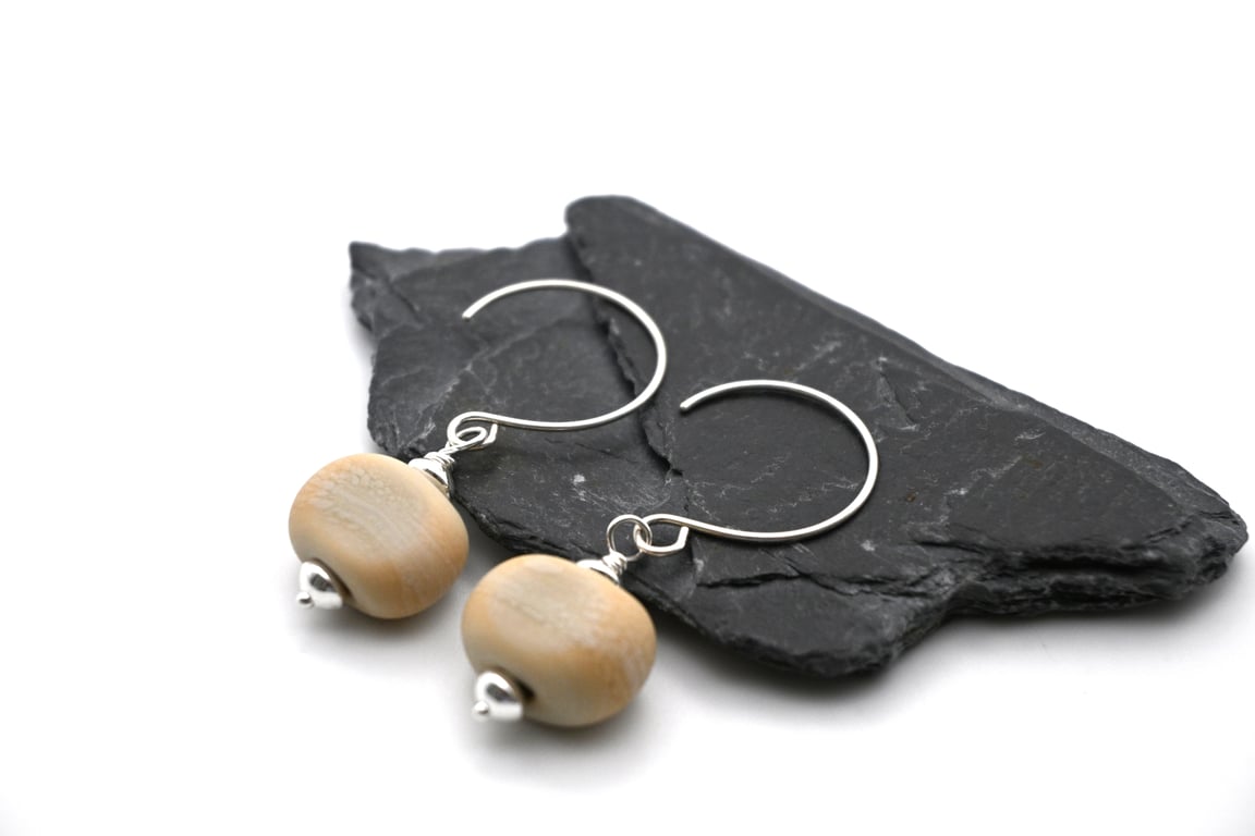 stone lampwork glass earrings