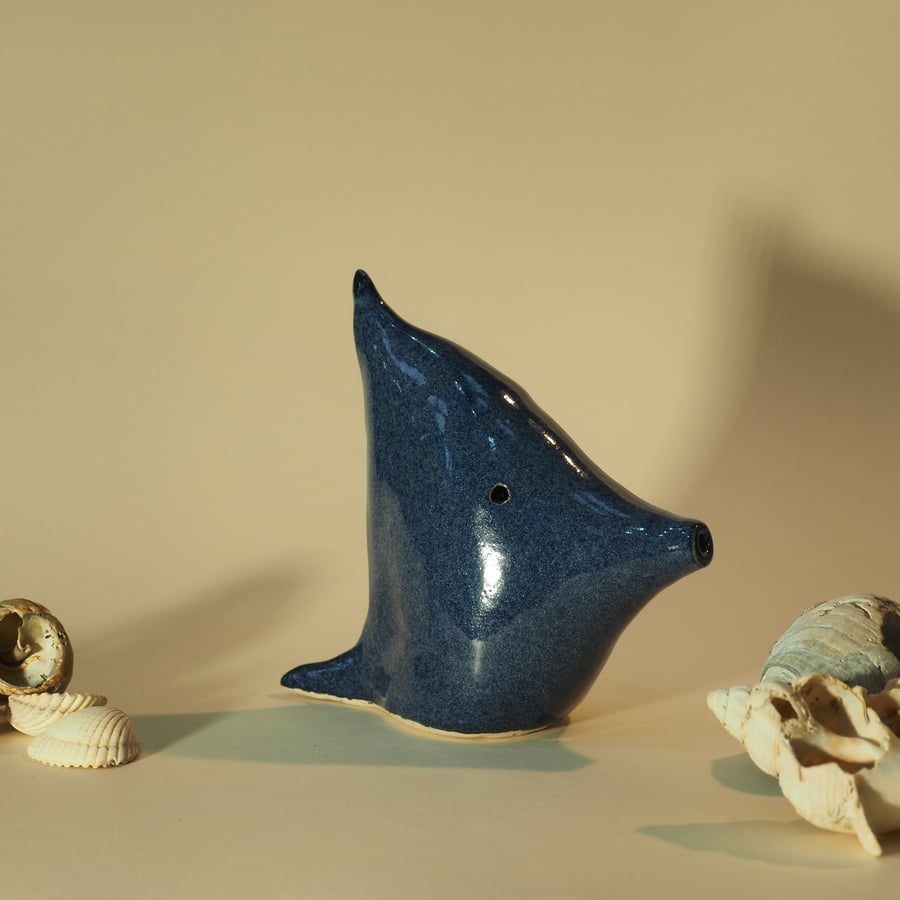 Ceramic Angel Fish in Dark Blue