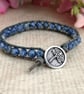 Sodalite and leather bracelet with dragonfly button - Image 1