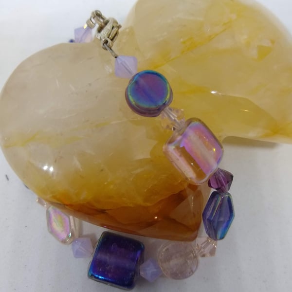 Purple Indian Glass Crystal Bracelet Handmade