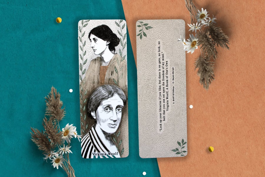 Author bookmark, feminist author bookmark, Female author bookmark,Virginia Woolf