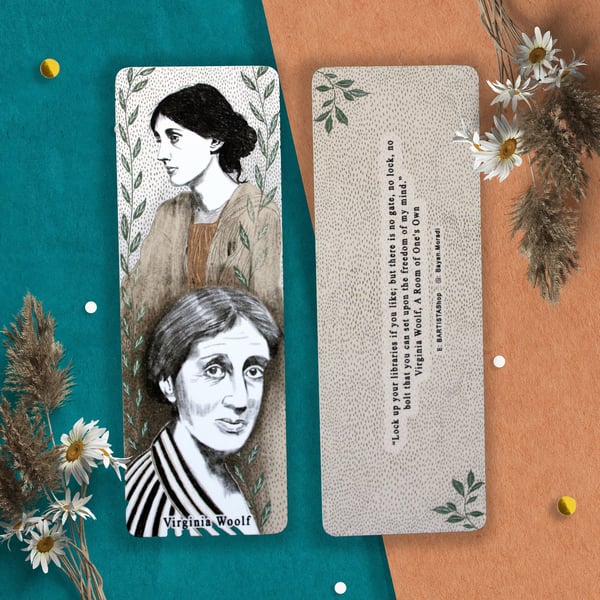 Author bookmark, feminist author bookmark, Female author bookmark,Virginia Woolf