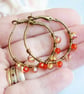 Orange Beaded Hoop Earrings - Image 4