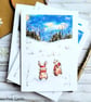 Christmas Cards - Snow Bunnies - 4 cards set, blank cards, original art