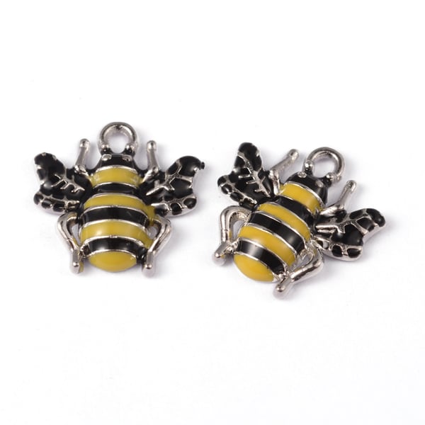 Cute Bee enamel Charm pendants Set of 3, Ideal for Jewellery Making & Crafts 