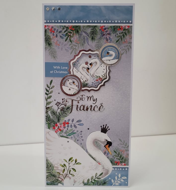 Fiance Christmas Card - With Love at Christmas - Majestic Swan 
