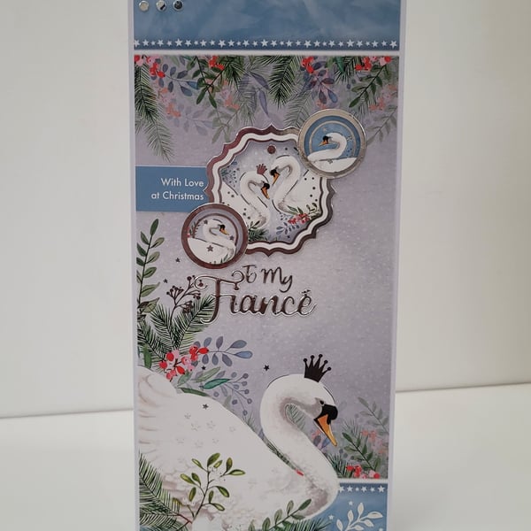 Fiance Christmas Card - With Love at Christmas - Majestic Swan 