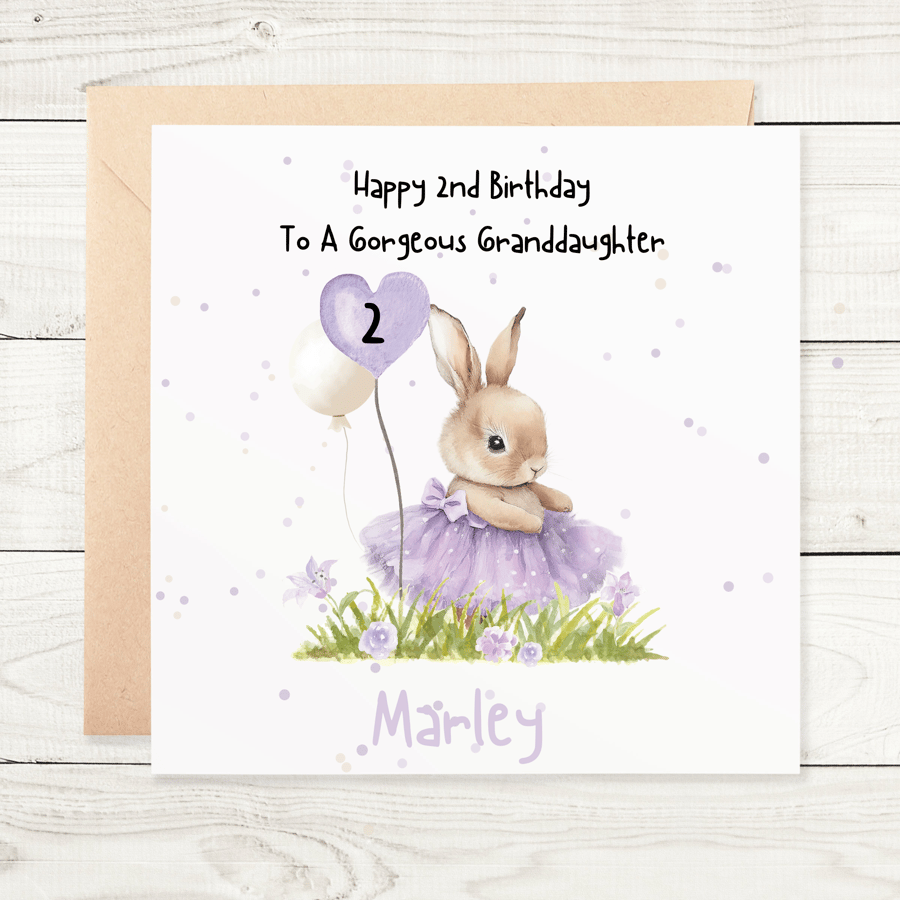 Personalised 2nd Birthday Card, Granddaughter, Daughter, Niece Great Niece 