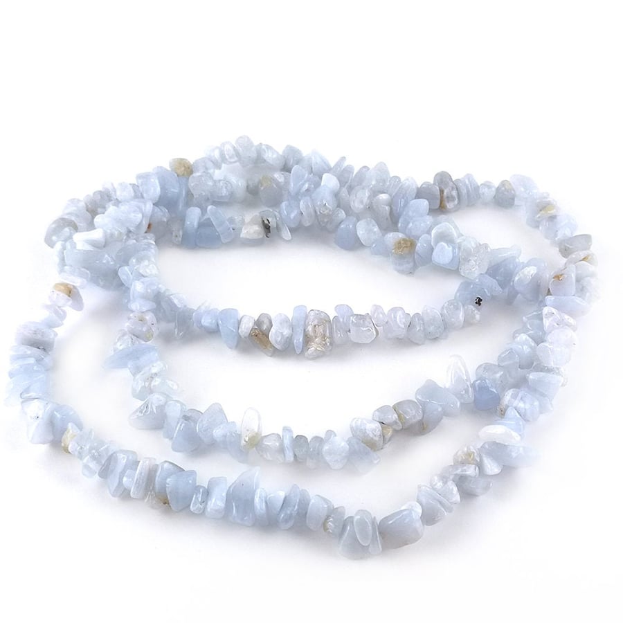 Lace Agate Blue 5-8mm Smooth Chips, Grade A, Natural Authentic South African Gem