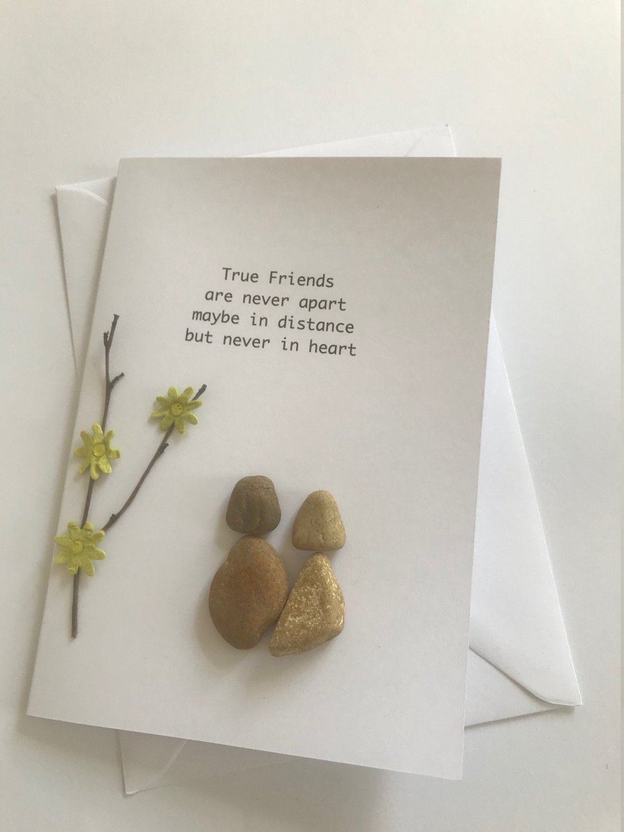Friends Greeting Card, Pebble Art Cards, Handmade Greeting Cards, Occasion Cards