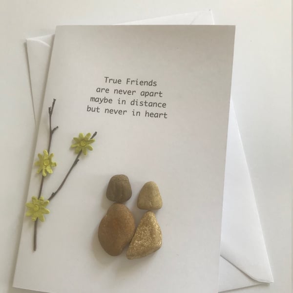 Friends Greeting Card, Pebble Art Cards, Handmade Greeting Cards, Occasion Cards