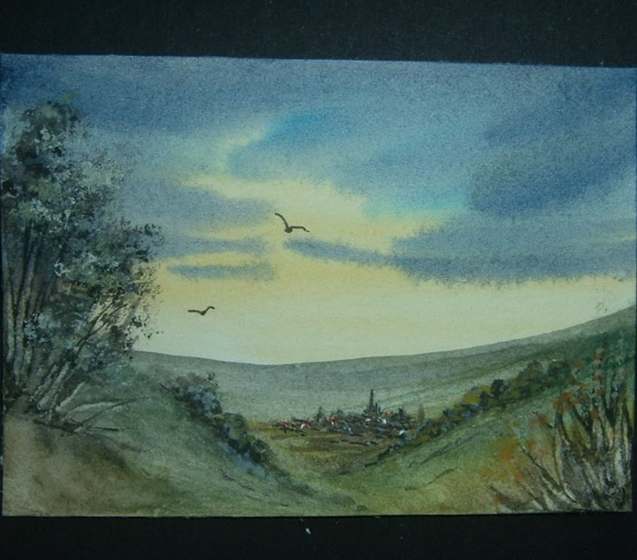 paintings art original aceo landscape watercolour ref 273