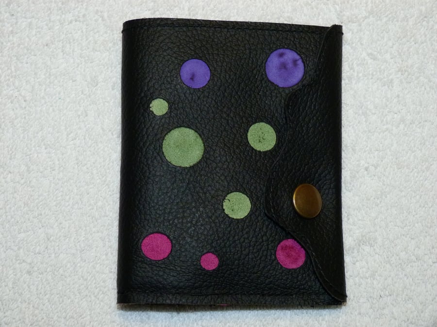 Leather Wallet with Inner Purse and Card Holder with Fabric Lining. Colours Dots