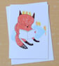 Reading Fox - Hand Screen Printed Card - Image 1